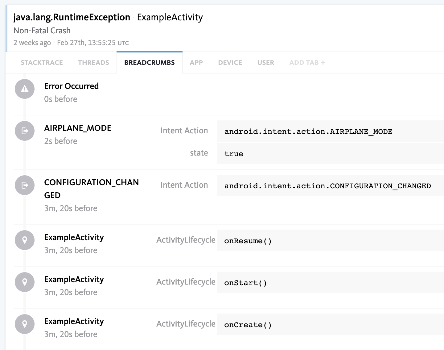 Breadcrumbs in dashboard