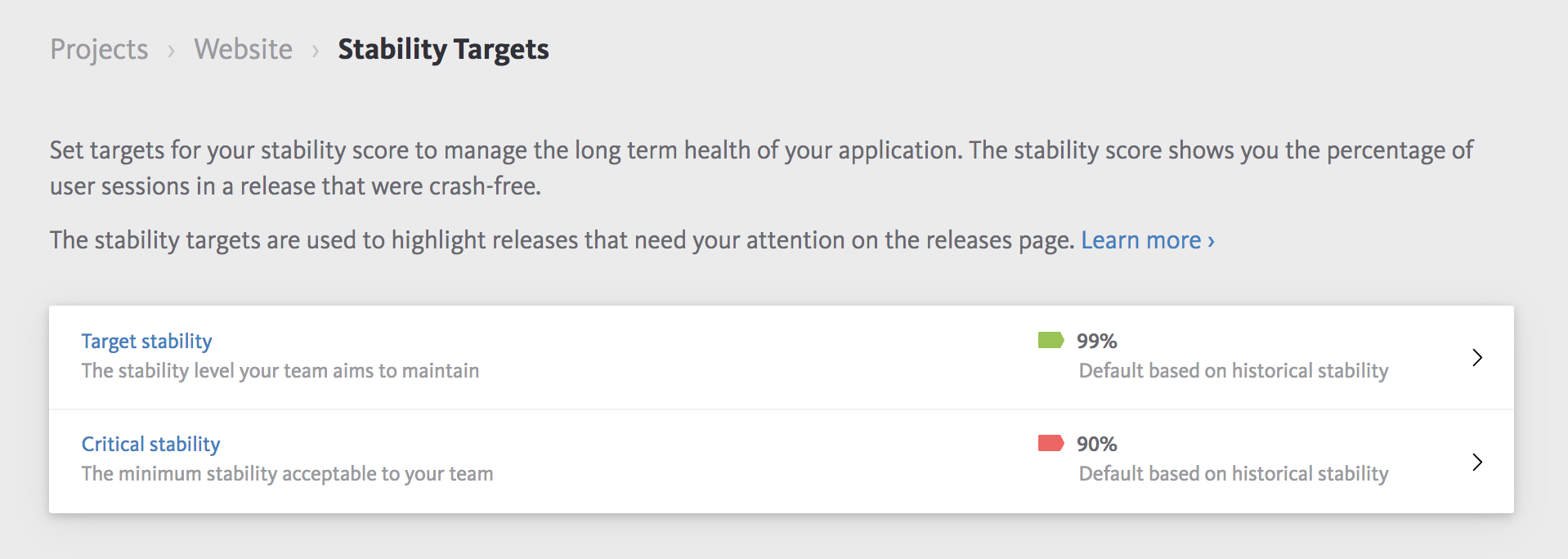 Stability target setting