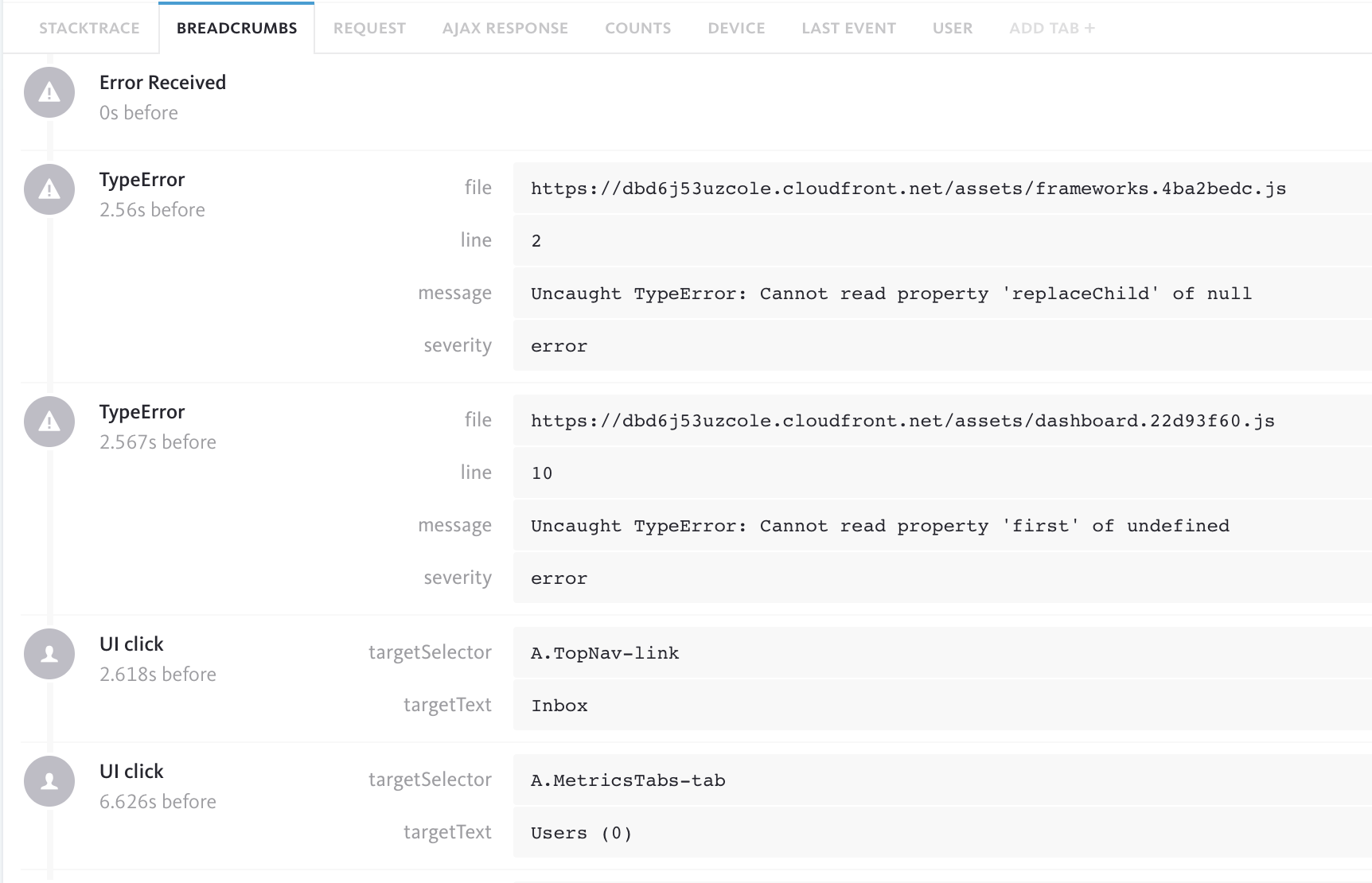 JavaScript automatic breadcrumbs