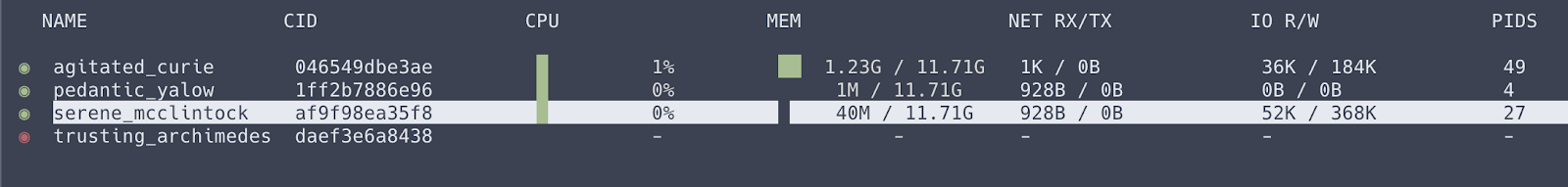 Docker stats terminal user interface.