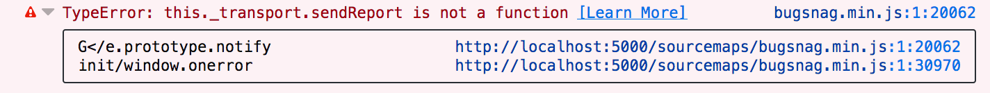 A stacktrace originating from a minified file