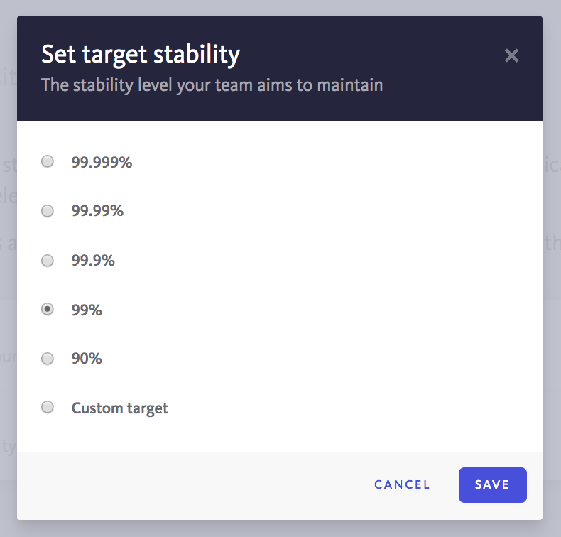 Stability target configuration